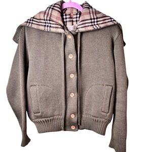 Vintage Capper & Capper 100% Pure  Wool Hooded Cardigan Plaid Lined Button Front